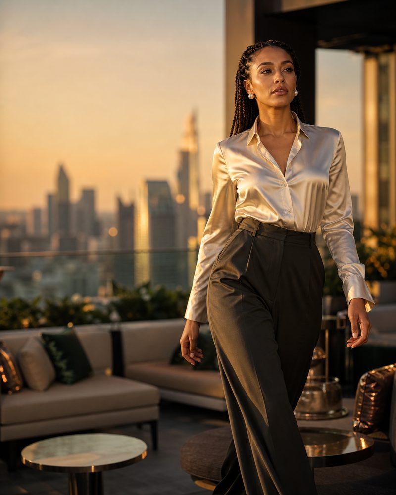 Luxury editorial founder portrait generated from the framework builder